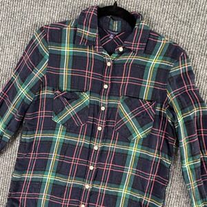 Aeropostale Womens S Plaid Flannel Shirt Button‎ Down Long Sleeve Y2K Grunge